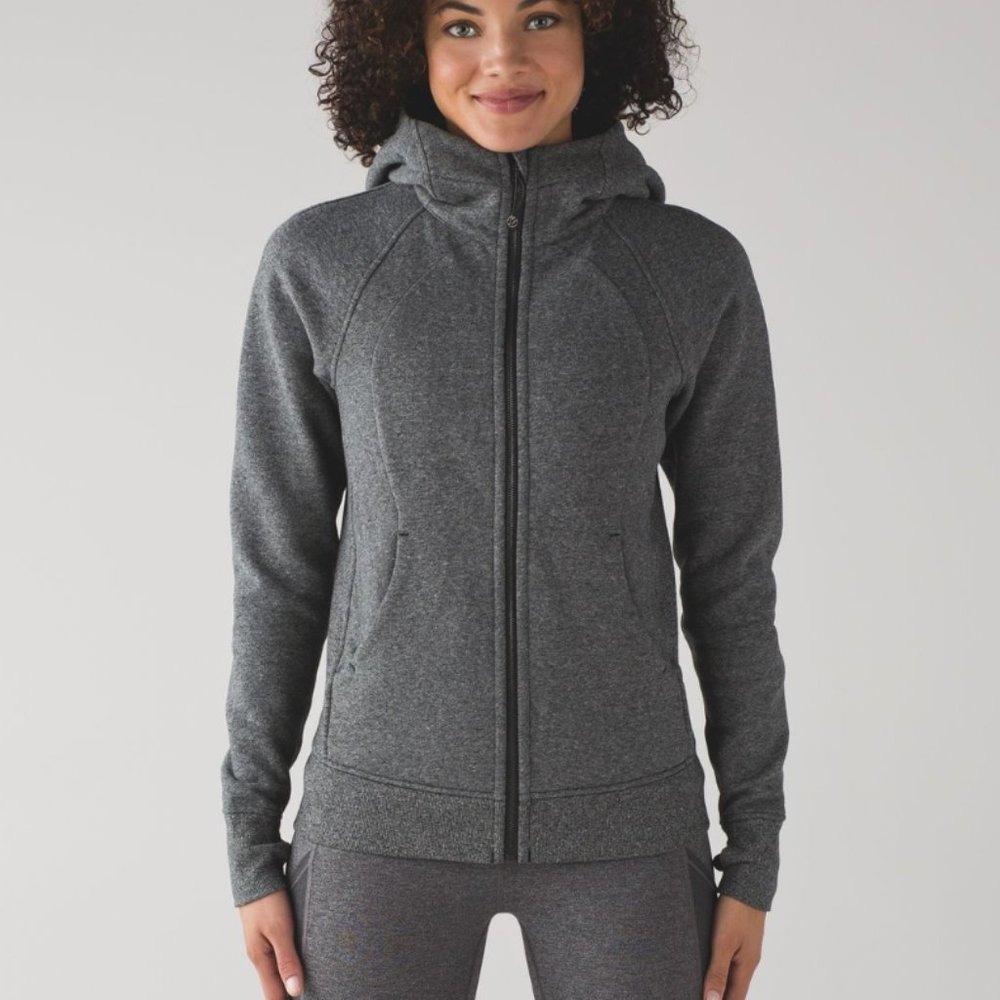 LULULEMON Scuba Hoodie *Light Cotton Fleece Heathered Speckled Black Gray {3E24}